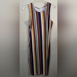 Striped Multicolor Sleeveless Dress